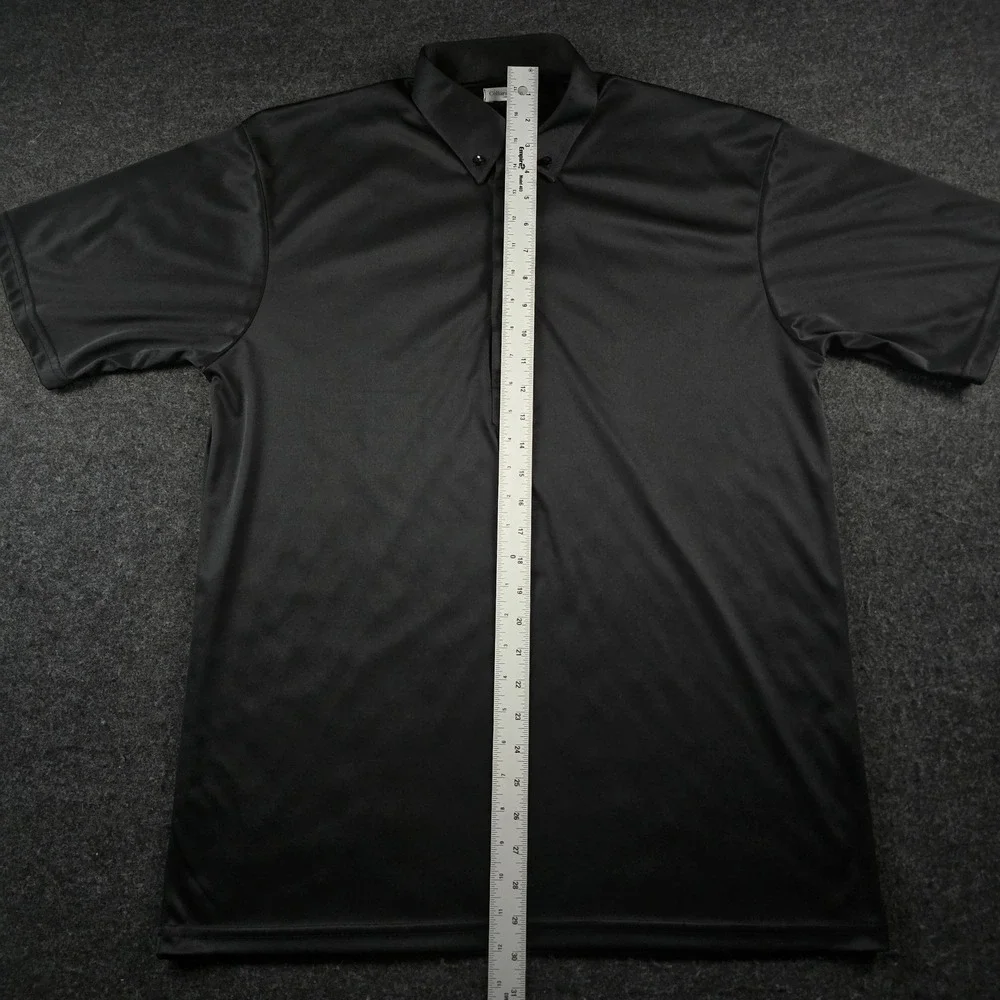 Collars & Co Black Short Sleeve Button Down Collar Polo Shirt Performance Mens L - Picture 6 of 10